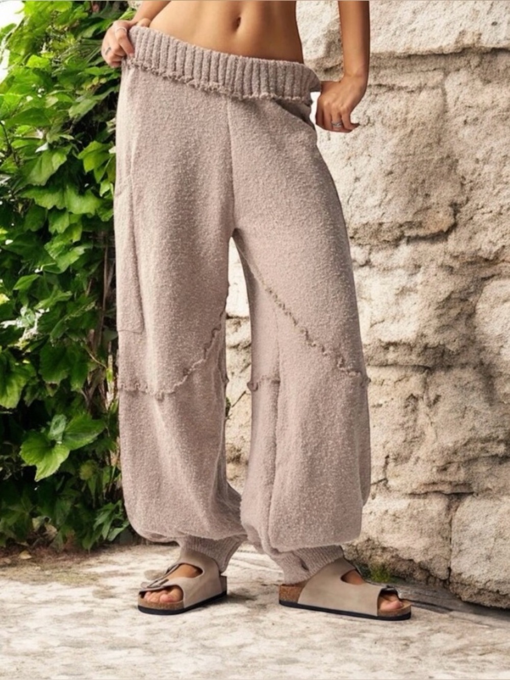 NWT Cozy Beige BOHO Pants